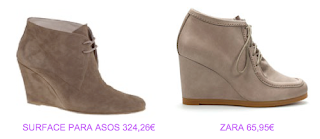 Botines cuña 9 Asos vs Zara